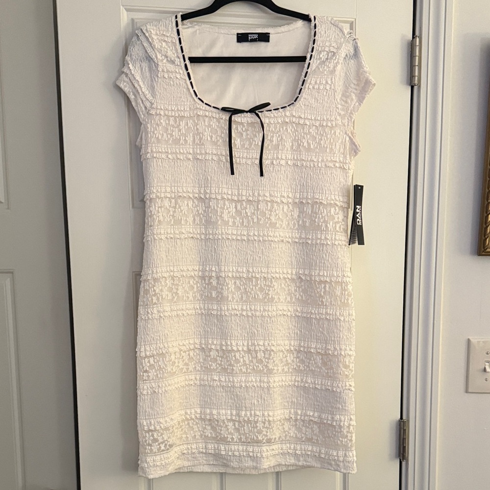 DKNY Cream Textured Mini Dress